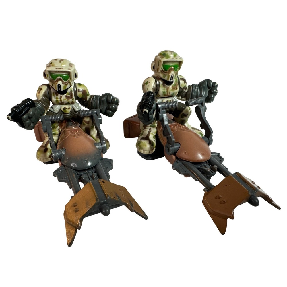 Hasbro Star Wars Galactic Heroes Scout Trooper Speeder Bike Camo Lot 2001 LFL